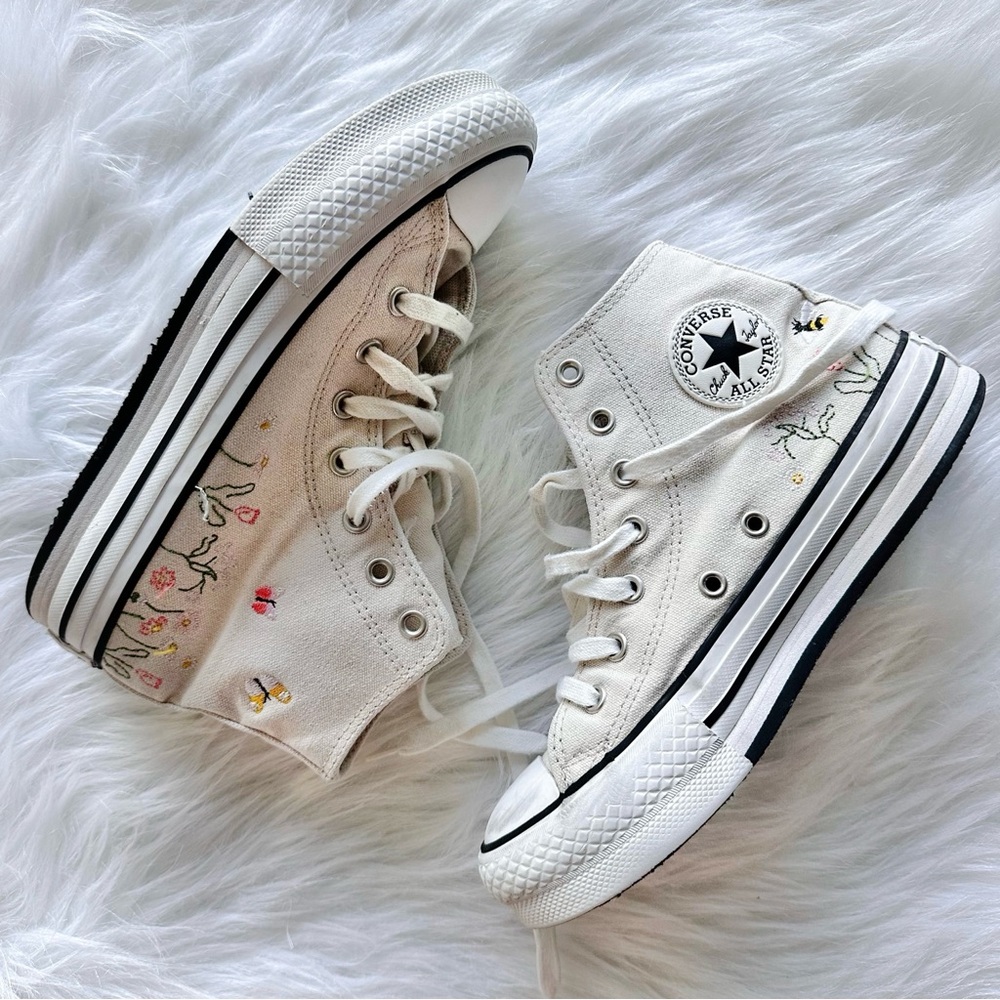 Girls Floral Converse High Top Sneakers